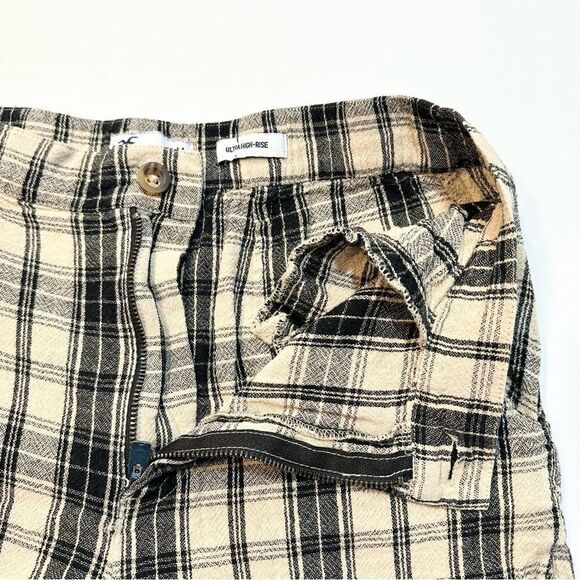 Hollister Ultra High Rise Pants Tan Brown Plaid Cropped Wide Leg Size M - Picture 6 of 13